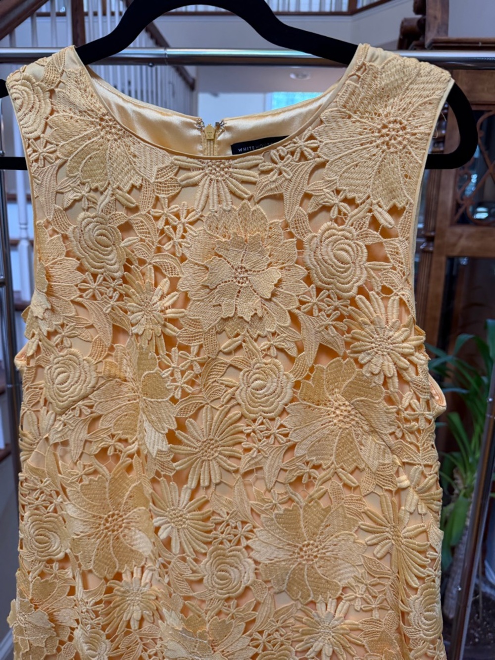 White House Black Market Yellow Floral Lace Dress